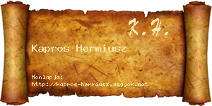 Kapros Hermiusz névjegykártya